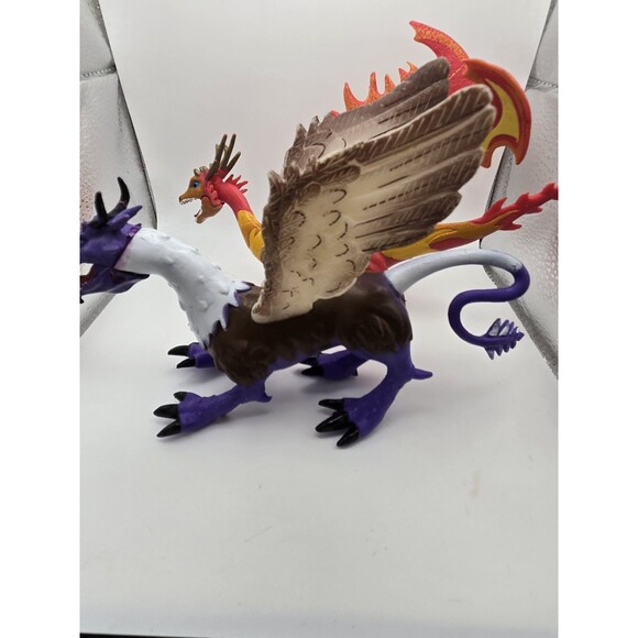 SDE Shantou Winged Dragon Figures Lot Of 2 One Orange And One Purple - Picture 2 of 5